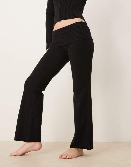 Gina Tricot knitted flare leg pants with deep rib fold over