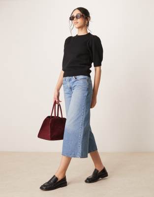 GINA TRICOT KNITTED SHORT SLEEVE SWEATER WITH PUFF SLEEVES 
