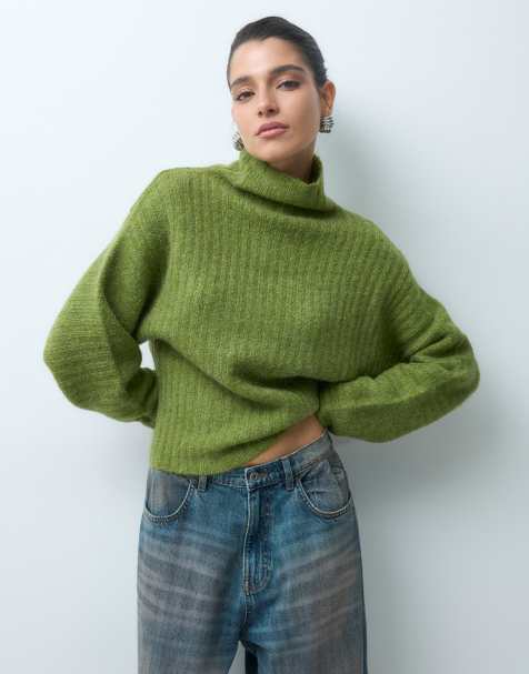 Gina Tricot knitted wool blend turtleneck sweater in pistachio - view 1