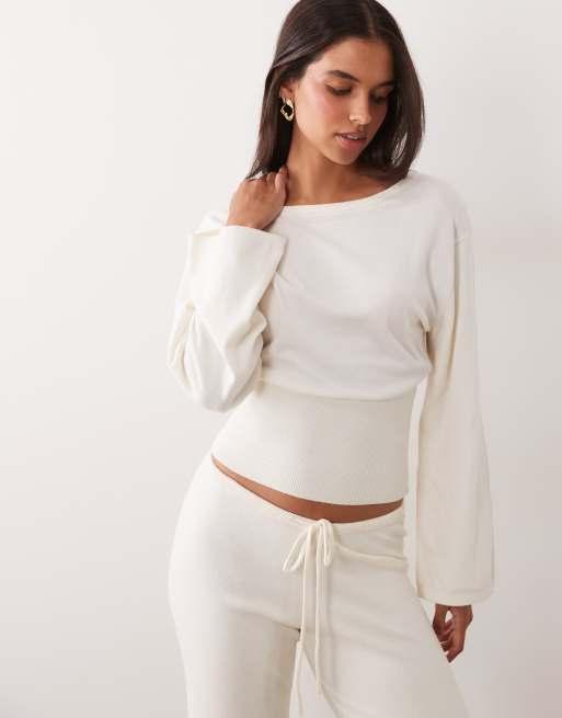 Gina Tricot – Gestricktes Loungewear-Set in Creme, 3 von 3