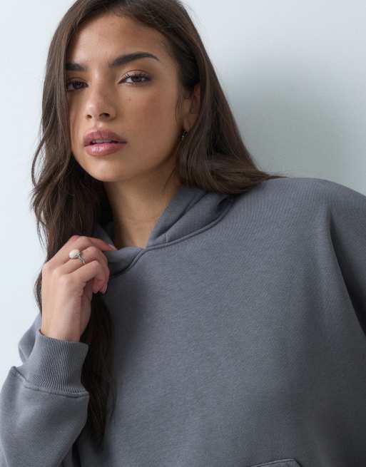 Gina Tricot Kombiteil locker geschnittener Kapuzenpullover in Anthrazit, 3 von 5