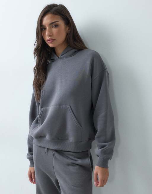 Gina Tricot Kombiteil locker geschnittener Kapuzenpullover in Anthrazit, 4 von 5
