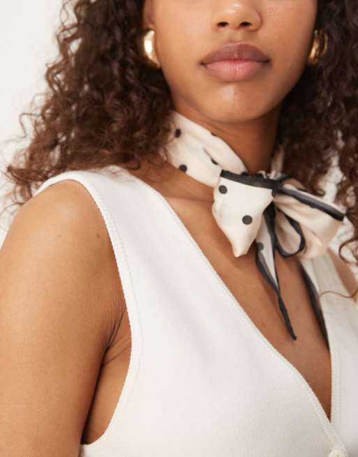 Gina Tricot - Kort gebreid gilethemdje in wit, 4 van 4