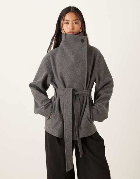 Gina Tricot - Kort hoogsluitend jack in grijs - view 1