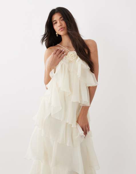 Gina Tricot – Kremowa sukienka maxi z falbanką - view 1