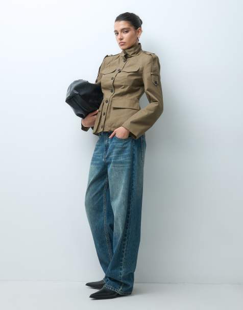Gina Tricot kurtka cargo z detalem przy ramionach w kolorze khaki - view 1