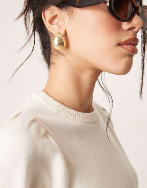 Gina Tricot – Kurzärmliger Pullover aus Strick in Creme mit Puffärmeln, 3 von 4