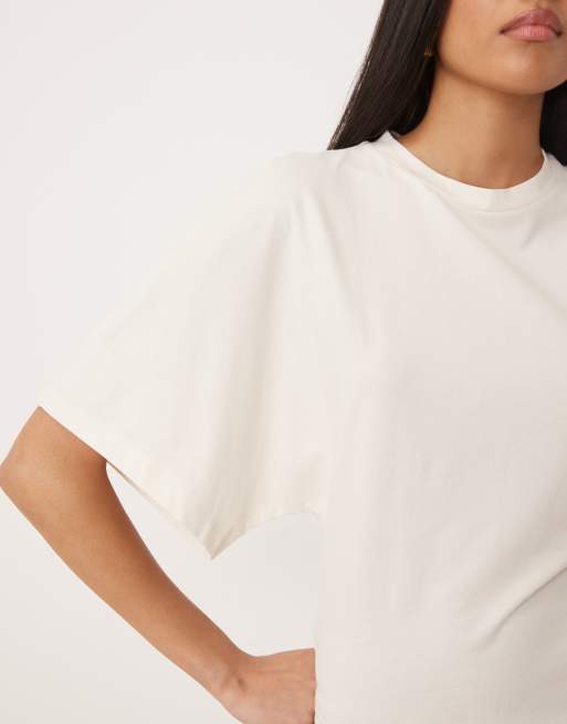 Gina Tricot – Kurzärmliges Oberteil in Weiß mit geraffter Taille, 3 von 4