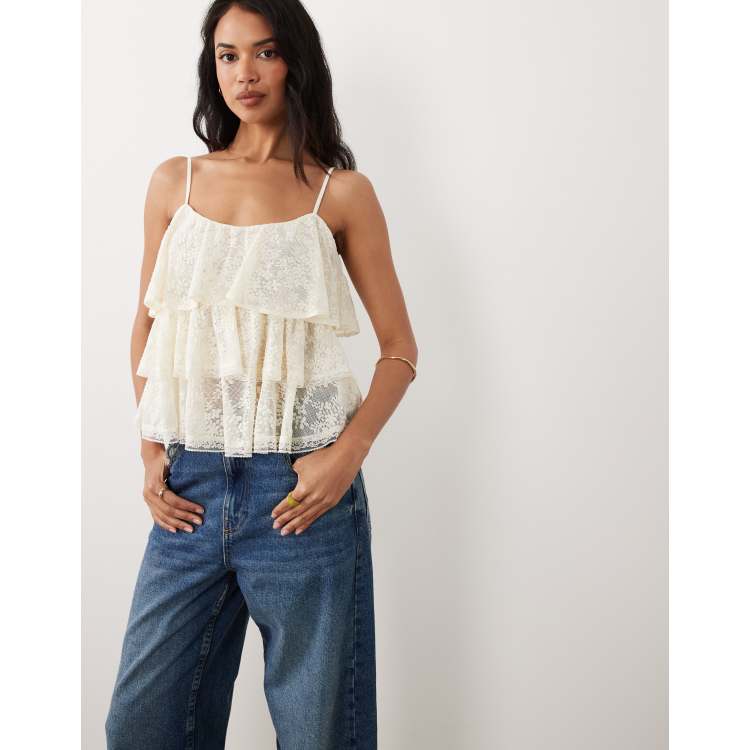 トップス WHITE ANDMARY Nini lace tank Nini lace tank color white