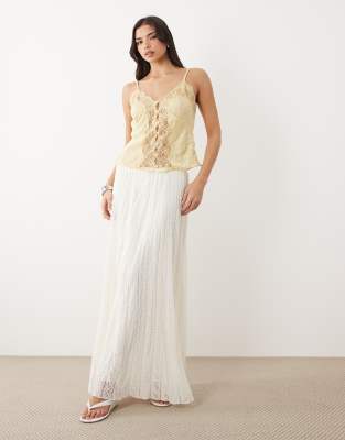 Gina Tricot lace maxi skirt in off white