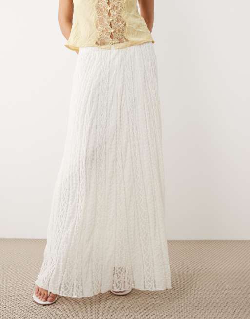 Gina Tricot lace maxi skirt in off white, 2 of 5
