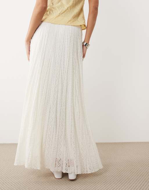 Gina Tricot lace maxi skirt in off white, 4 of 5