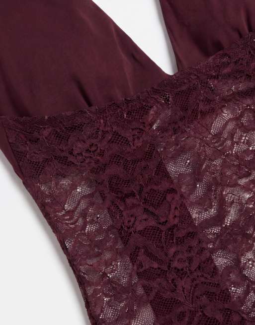 Gina Tricot lace plunge top with scarf in chocolate, 8 of 8