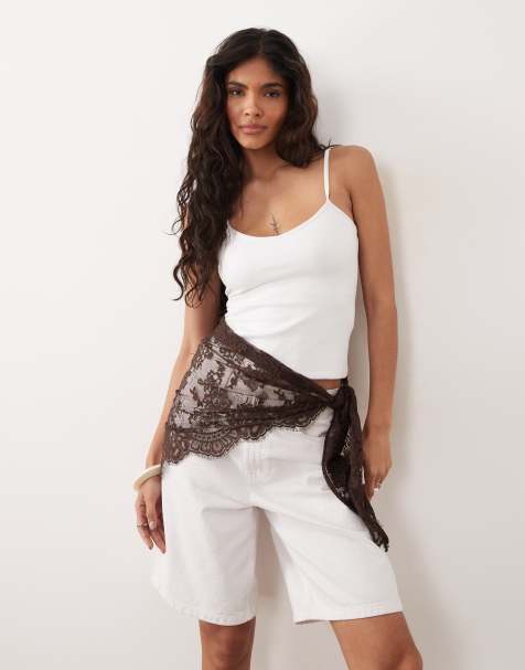 Gina Tricot lace scarf in chocolate plum - view 1