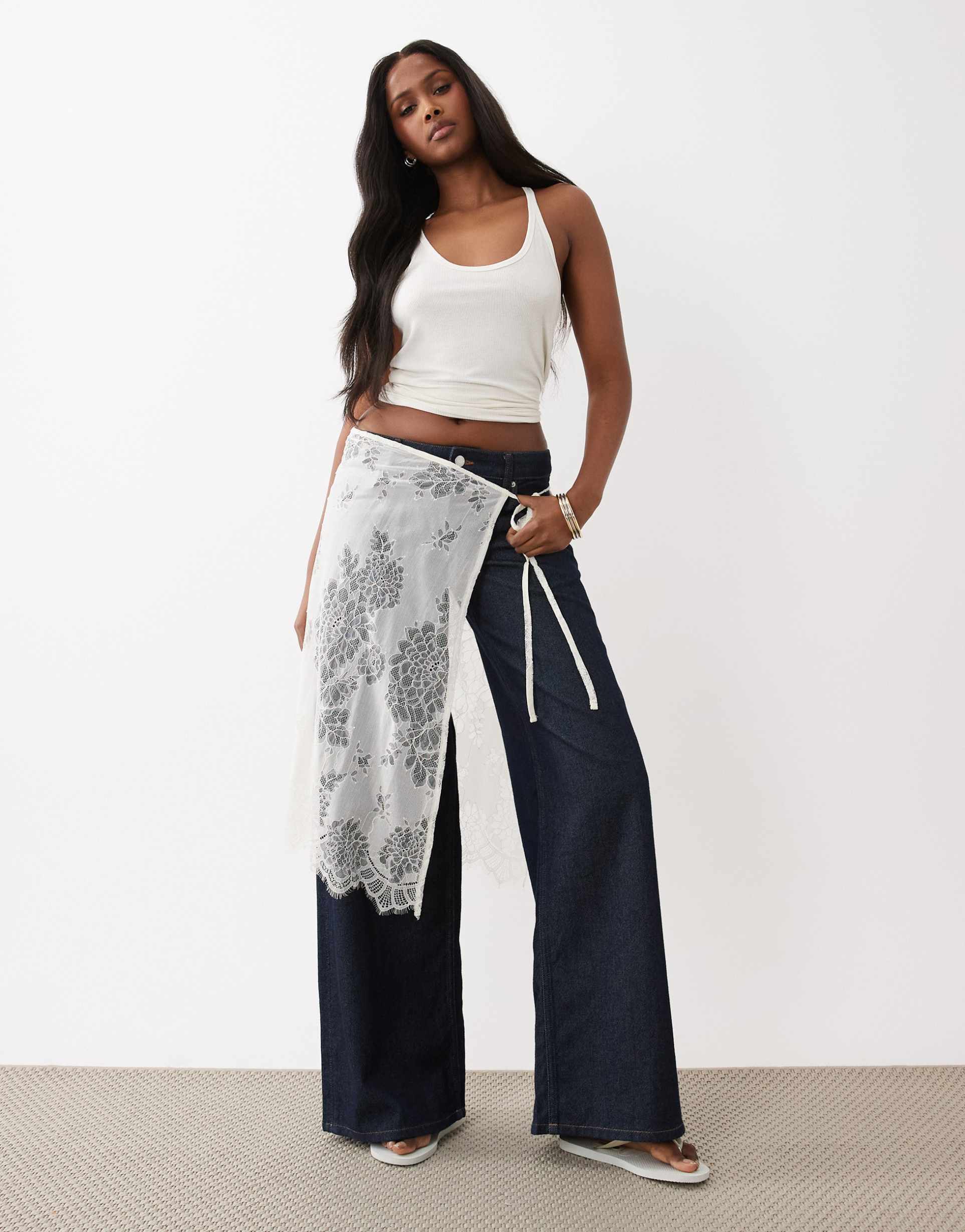 gina tricot lace skirt cover up in off white