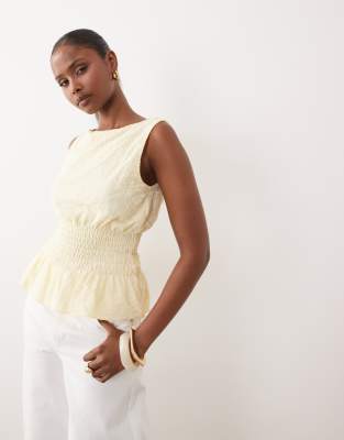 Gina Tricot Lace Smock Top In Yellow