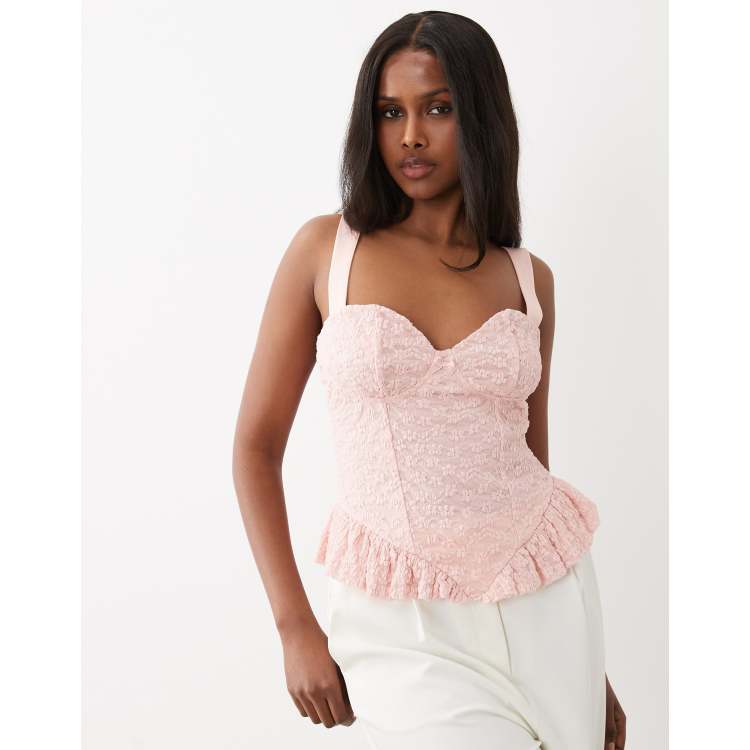 Gina Tricot lace tank top in pink | ASOS