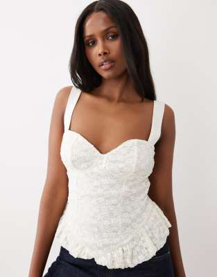 Gina Tricot lace tank top in white | ASOS