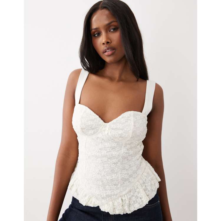 Gina Tricot lace tank top in white | ASOS
