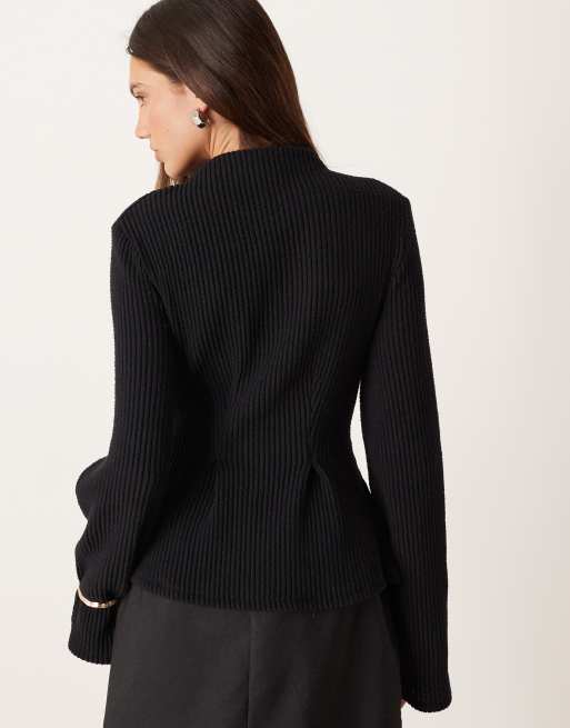Gina Tricot – Langärmliges Schößchenoberteil in Schwarz, 3 von 4
