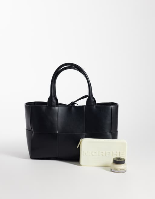 Gina Tricot large braided tote bag in black , 2 of 4