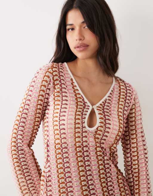 Gina Tricot - Licht gebreide maxi jurk in multi  , 2 van 4