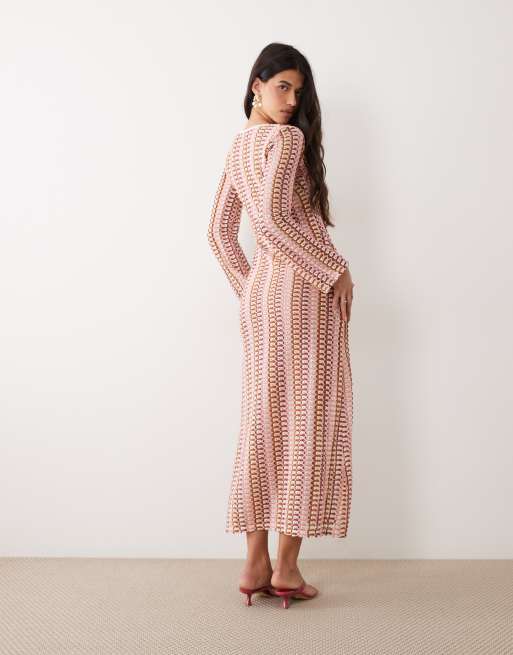 Gina Tricot - Licht gebreide maxi jurk in multi  , 3 van 4