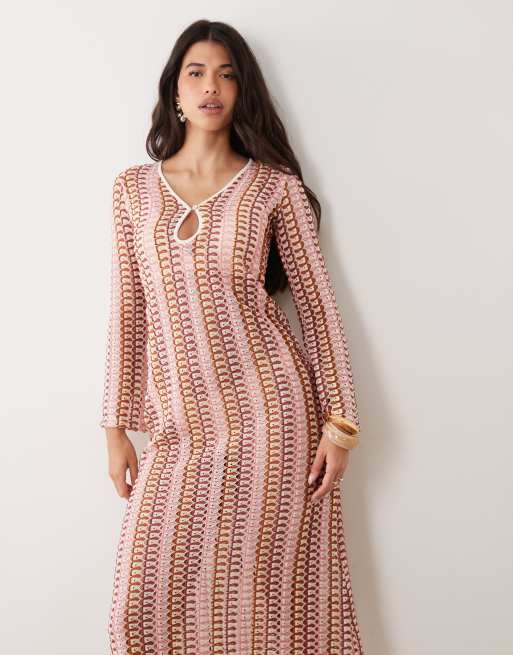 Gina Tricot - Licht gebreide maxi jurk in multi  , 4 van 4