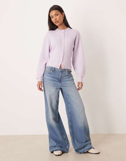Gina Tricot – Lila, stickad kofta i alpacka och ull med kort design, 2 av 4
