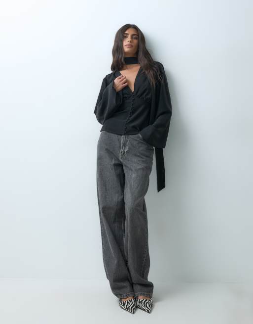 Gina Tricot Lindsey scarf-topp i svart, 4 av 5