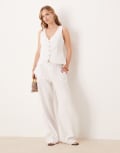 [GINA TRICOT] Gina Tricot linen rich tailored pants in white (part of a set) 36 white