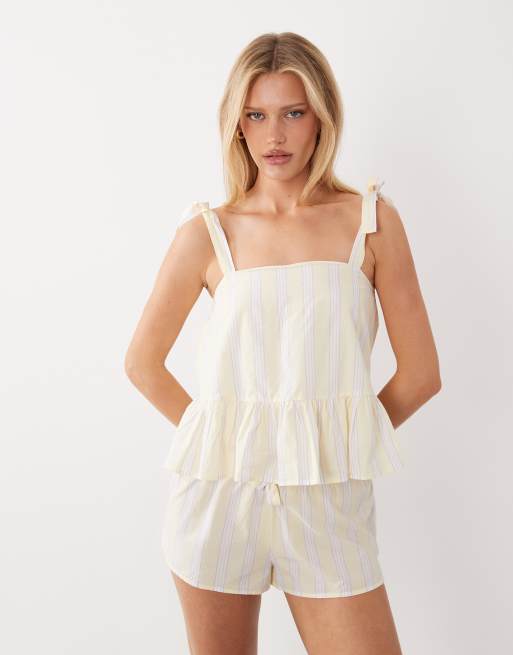 Gina Tricot – Mixa och matcha – Smörgul pyjamas med ränder, 3 av 3