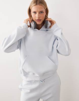 Gina Tricot - Locker geschnittener Kapuzenpullover in Hellblau, Kombiteil