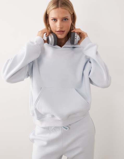 Gina Tricot – Locker geschnittener Kapuzenpullover in Hellblau, Kombiteil - view 1