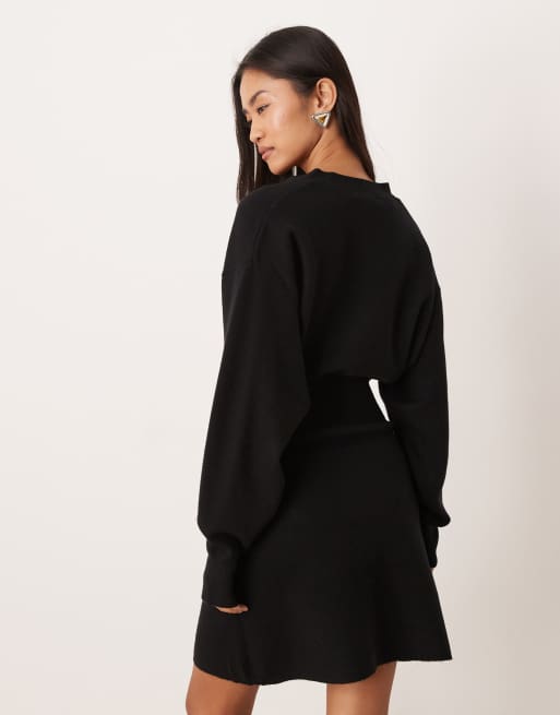 chinese dress ladies Widow Pentagram Strappy Long Bell Sleeve V Neck A Line Mini Dress – Dolls  Kill main image 1