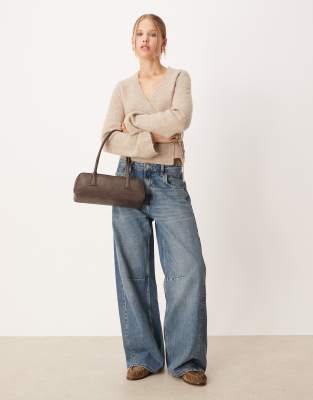 Gina Tricot Long Sleeve Knit Wool Alpaca Wrap Cardigan In Neutral