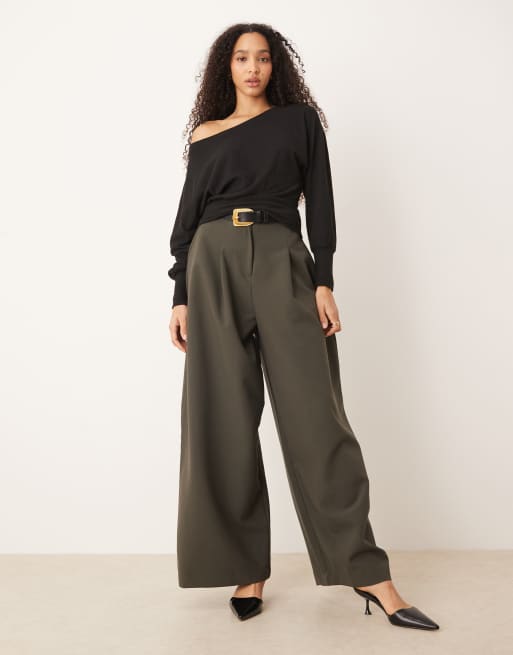Gina Tricot long sleeve off shoulder top in black, 2 of 4
