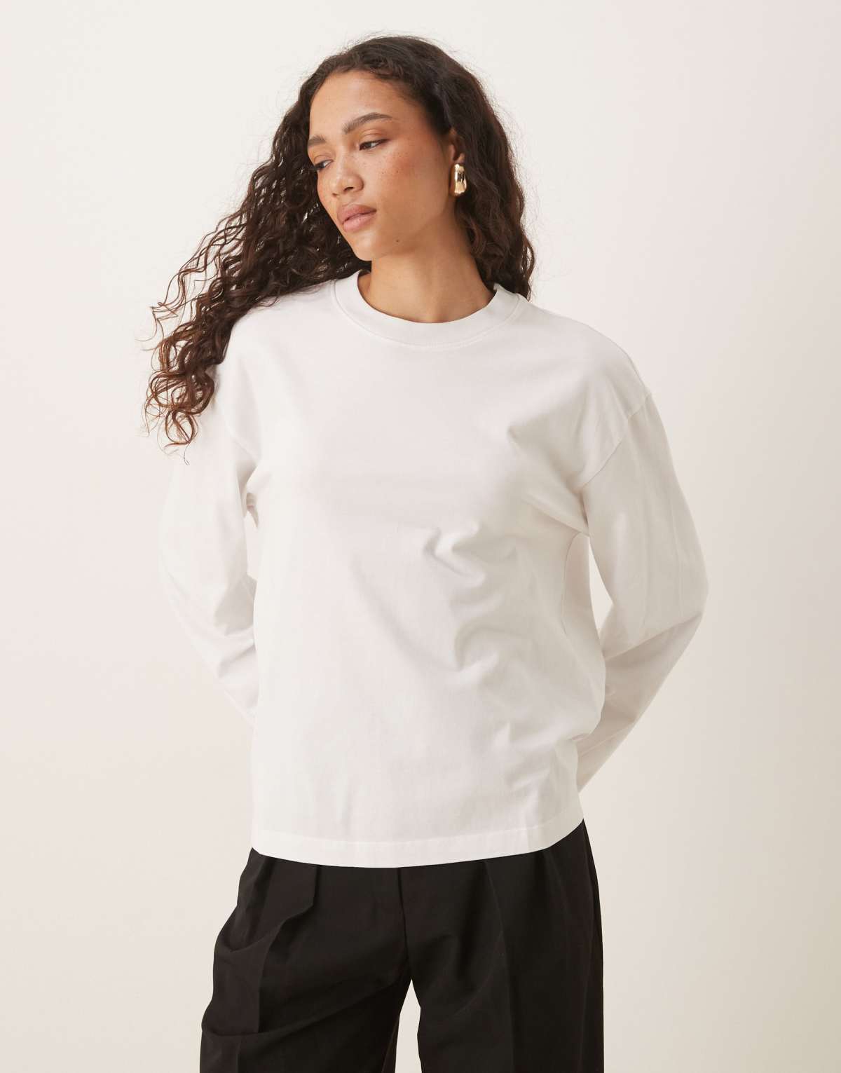 Gina Tricot long sleeve relaxed fit t-shirt in white