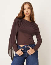 ASOS DESIGN fitted short sleeve top with rouleau loop buttons detail in black