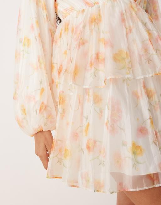 long sleeve butter yellow maxi dress Bell Ruffle Maxi Dress