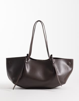 Gina Tricot long strap tote in brown