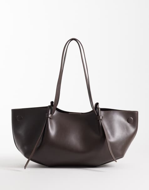 Gina Tricot long strap tote in brown - view 1