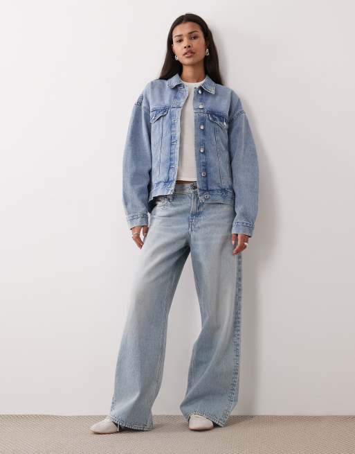 Gina Tricot loose denim jacket in lightwash blue, 4 of 4
