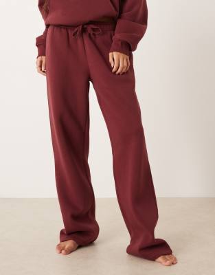 Gina Tricot Loose Fit Straight Leg Sweatpants In Red