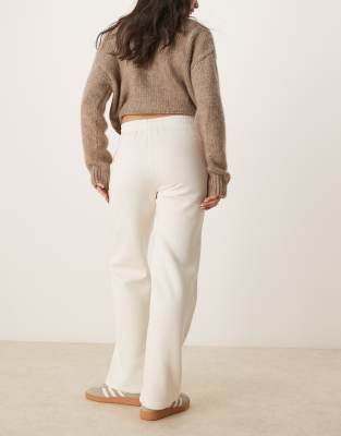 Gina Tricot Loose Fit Straight Leg Sweatpants In White