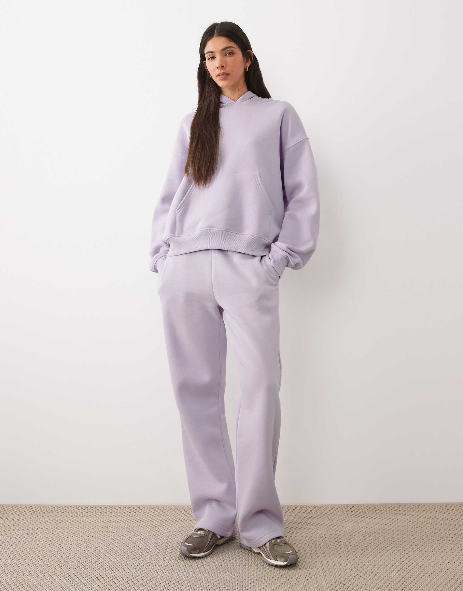 gina tricot loose fit straight leg sweatpants in lavendar purple - part of a set
