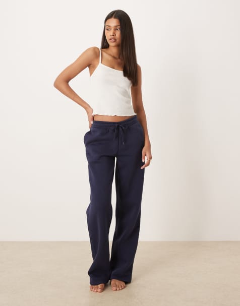 Gina Tricot loose fit straight leg sweatpants in navy blue - view 1