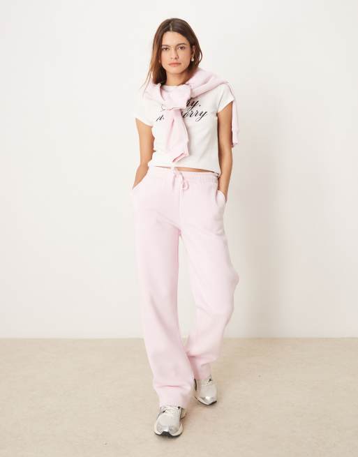 Gina Tricot - Losvallende joggingbroek met rechte pijpen in roze, deel van co-ord set