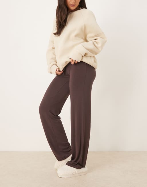Gina Tricot - Loungebroek met lage taille in chocoladebruin, 3 van 5