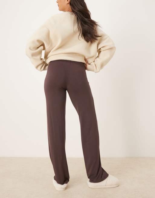 Gina Tricot - Loungebroek met lage taille in chocoladebruin, 5 van 5